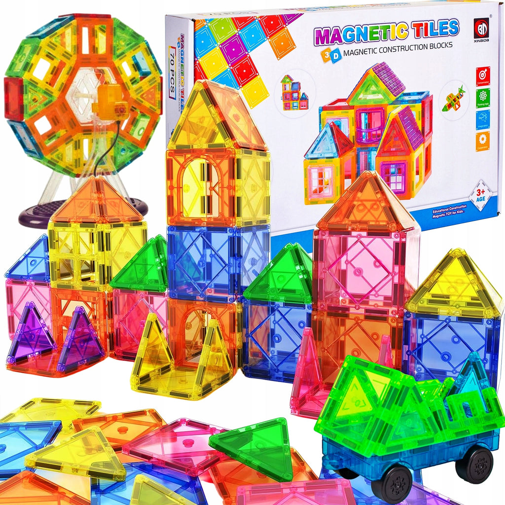 Klocki magnetyczne Rainbow Tiles 70 el. – duże kafelki