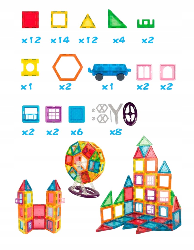 Klocki magnetyczne Rainbow Tiles 70 el. – duże kafelki