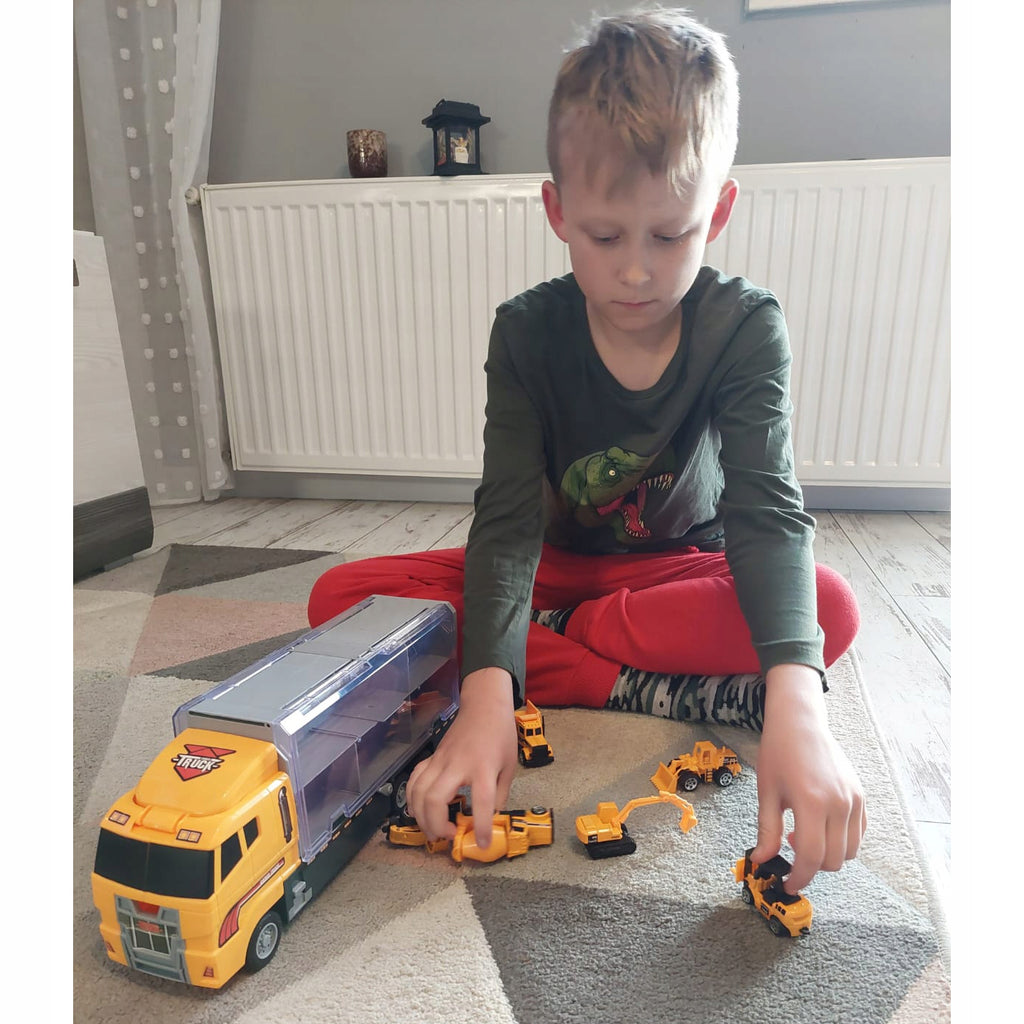 Laweta TIR z wyrzutnią + 6 maszyn budowlanych