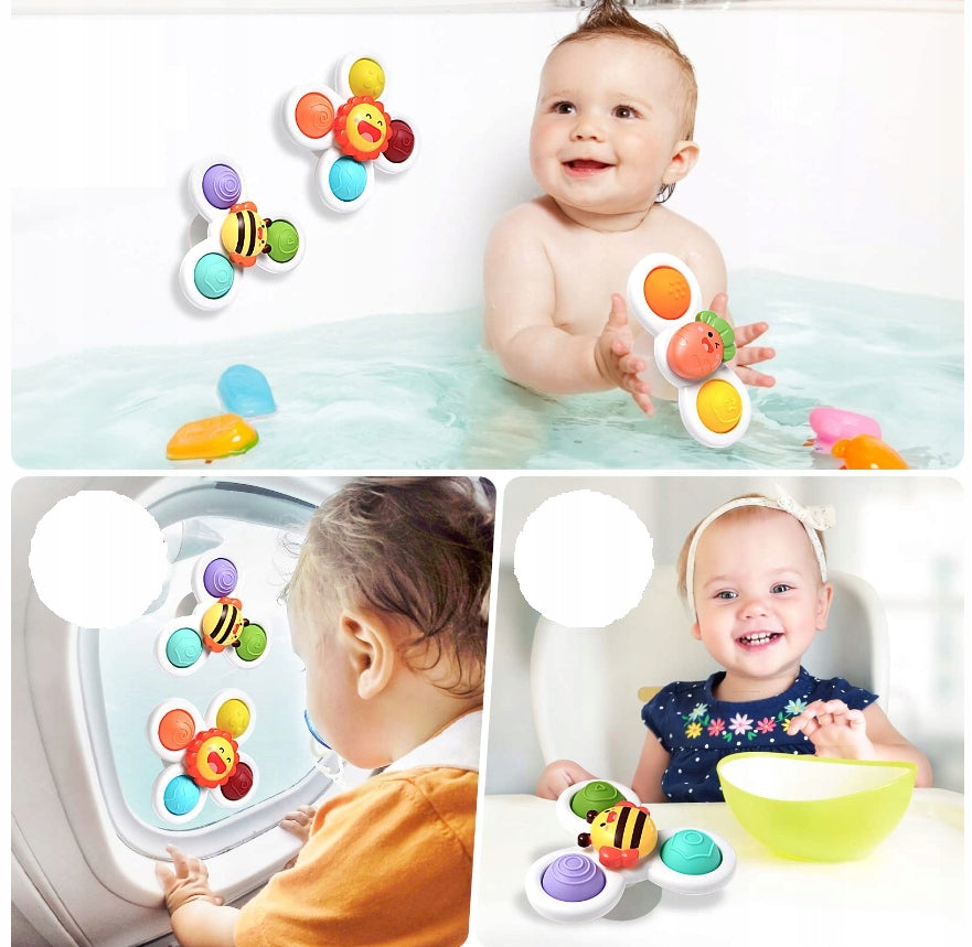 Fidget spinnery do kąpieli z przyssawką, 3 szt.