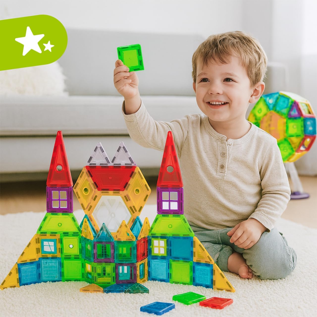 Klocki magnetyczne MalPlay 130 el. – zestaw konstrukcyjny 3+