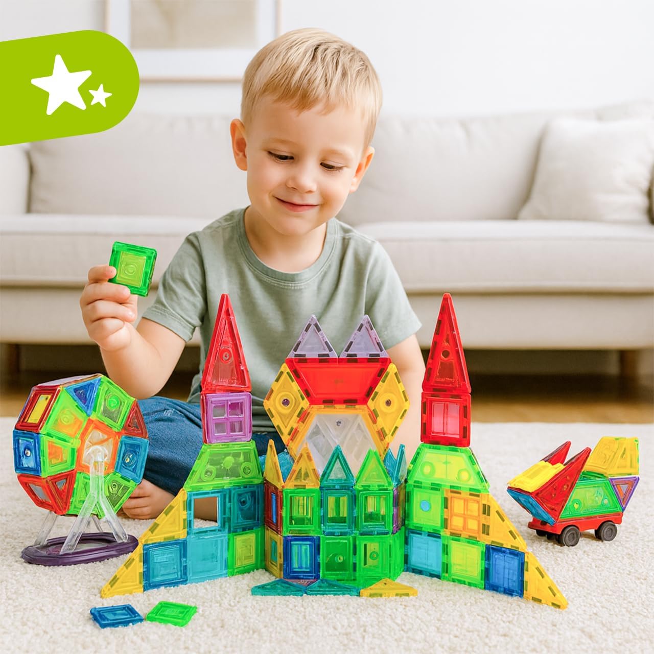 Klocki magnetyczne MalPlay 130 el. – zestaw konstrukcyjny 3+