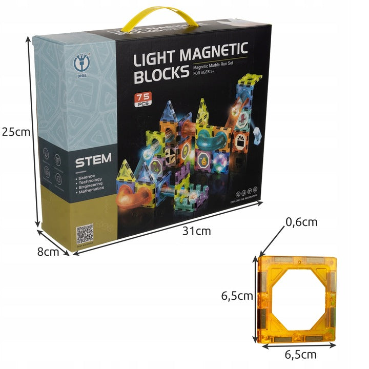 Klocki magnetyczne z torem kulkowym 75 el.