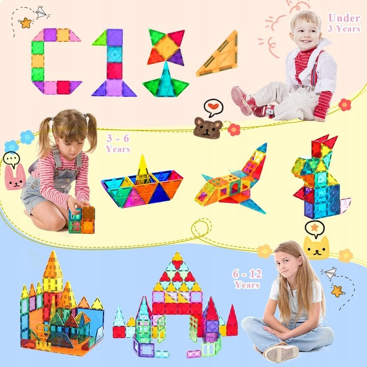 Klocki magnetyczne Rainbow Tiles 70 el. – duże kafelki